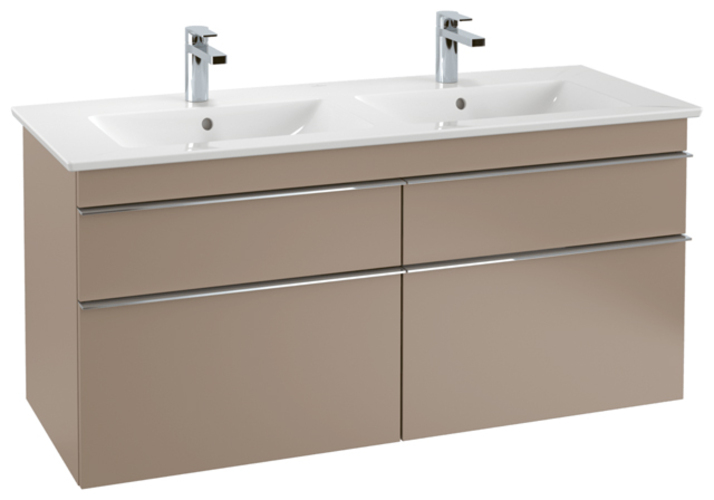 Villeroy & Boch Venticello Schrank-Doppelwaschtisch, 2 Hahnlöcher, Mit Überlauf, 1300X500mm, 4111Dl01