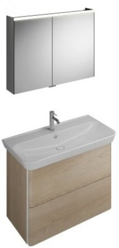 Burgbad Iveo Set Keramik-Waschtisch inklusive Waschtischunterschrank SFHJ100L, Version rechts, Breite: 1000mm, SFHJ100RF2747G0161