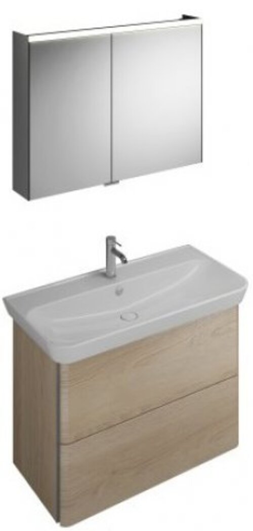 Burgbad Iveo Set Keramik-Waschtisch inklusive Waschtischunterschrank SFHJ100L, Version rechts, Breite: 1000mm, SFHJ100RF2747G0162