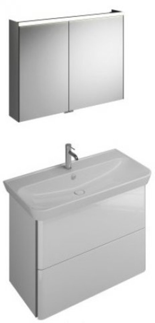 Burgbad Iveo Set Keramik-Waschtisch inklusive Waschtischunterschrank SFHJ100L, Version rechts, Breite: 1000mm, SFHJ100RF2833G0162