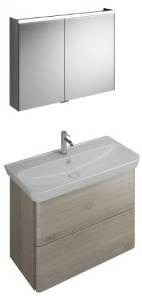 Burgbad Iveo Set Keramik-Waschtisch inklusive Waschtischunterschrank SFHJ100L, Version rechts, Breite: 1000mm, SFHJ100RF2834G0162