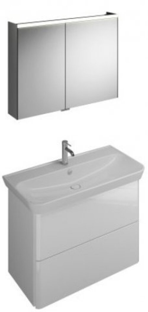 Burgbad Iveo Set Keramik-Waschtisch inklusive Waschtischunterschrank SFHJ100L, Version rechts, Breite: 1000mm, SFHJ100RF2834G0198