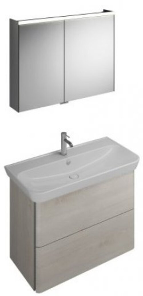 Burgbad Iveo Set Keramik-Waschtisch inklusive Waschtischunterschrank SFHJ100L, Version rechts, Breite: 1000mm, SFHJ100RF2835G0162