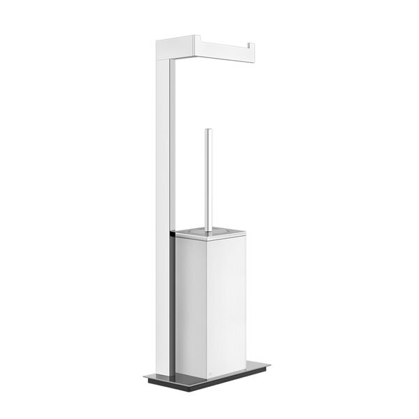 Gessi Weiss Rettangolo Accessoires Standkombination Papierrollenhalter Und Toilettenbürstengarnitur, Behälter Weiß, 20933079