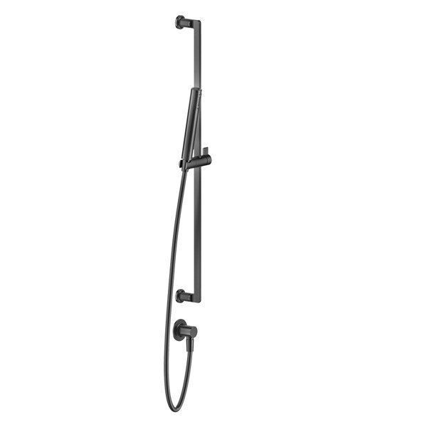 Gessi Schwarz Inciso Brausestangen-Set 800 Mm, Mit Wandanschlussbogen 1/2, Antikalkbrause Und Schlauch 1500 Mm Brausehalter Nicht Seitlich Verdrehbar, 58142735