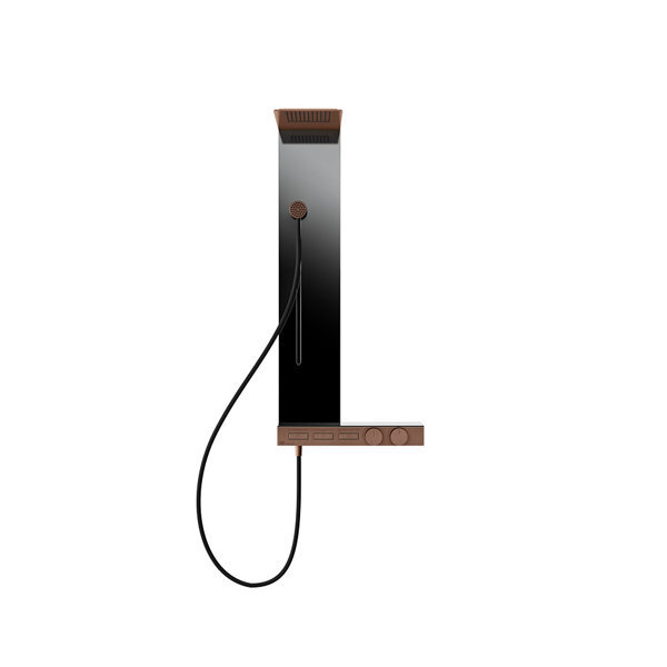 Gessi Schwarz Hi-Fi, Duschkombination Zur Aufputz-Wandmontage Mit Thermostat, 3 Funktionen, 63041708