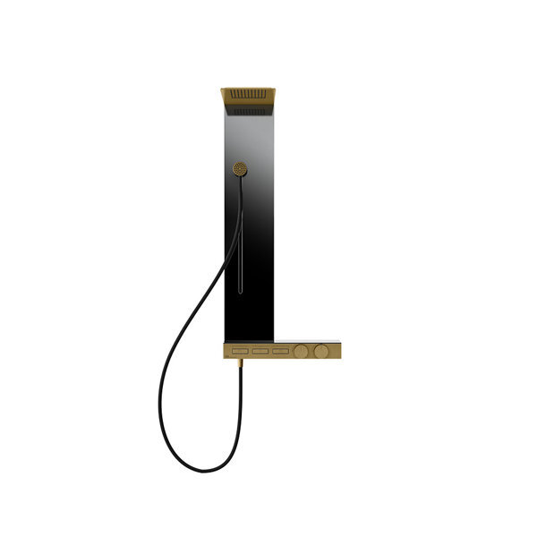 Gessi Schwarz Hi-Fi, Duschkombination Zur Aufputz-Wandmontage Mit Thermostat, 3 Funktionen, 63041727