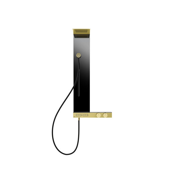 Gessi Schwarz Hi-Fi, Duschkombination Zur Aufputz-Wandmontage Mit Thermostat, 2 Funktionen, 63043246