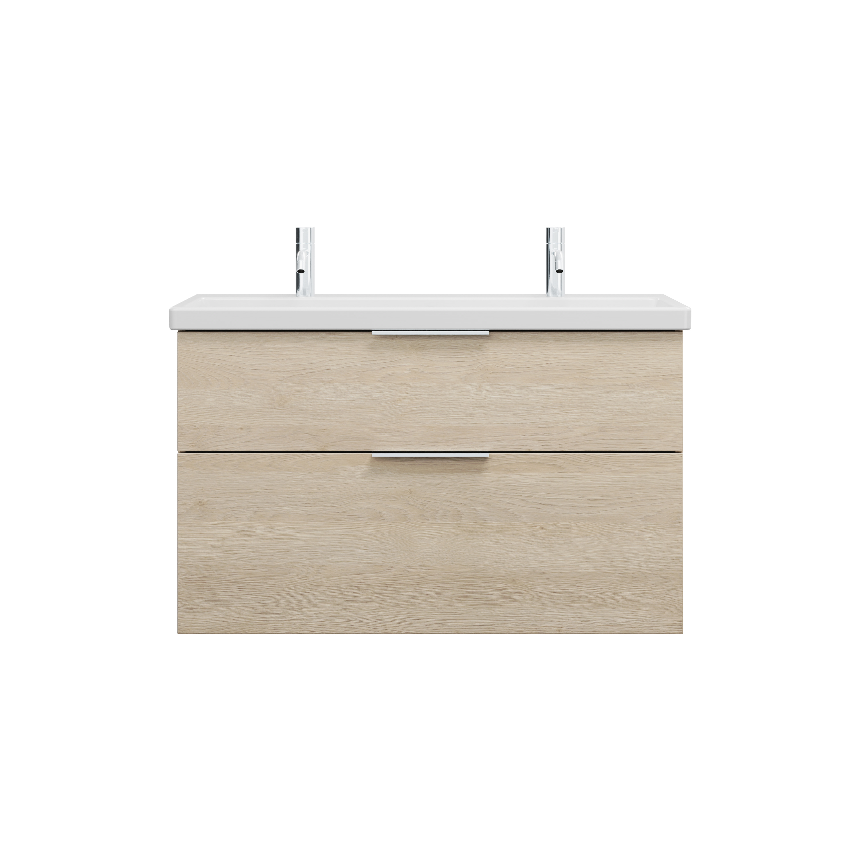Burgbad Eqio Keramik-Waschtisch mit 2 Armaturbohrungen, inklusive Waschtischunterschrank, Breite 1030mm, SEYR103F3180C0001G0146