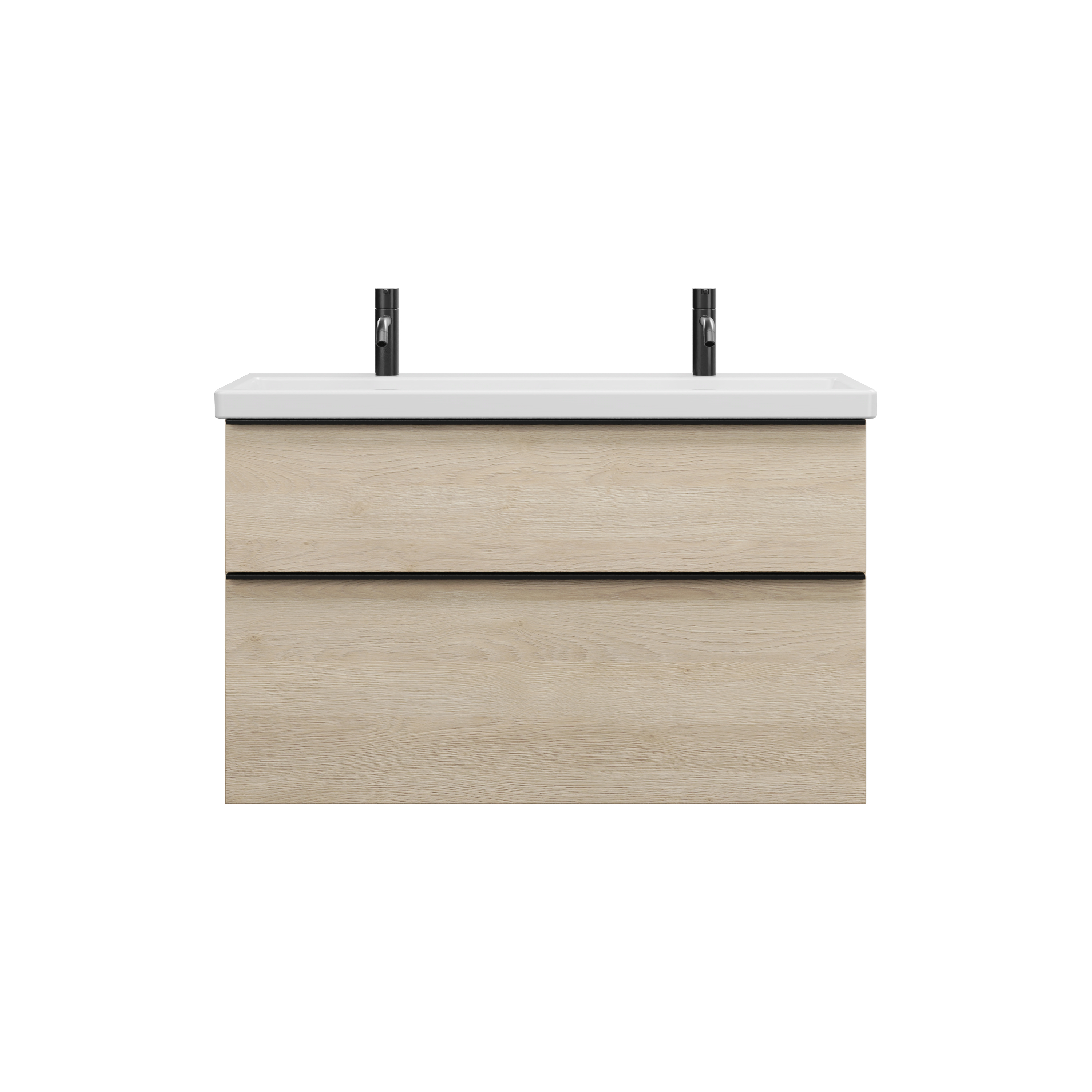 Burgbad Eqio Keramik-Waschtisch mit 2 Armaturbohrungen, inklusive Waschtischunterschrank, Breite 1030mm, SEYR103F3180C0001G0252