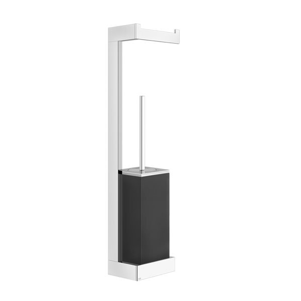 Gessi Rettangolo Accessoires Kombination mit Papierrollenhalter und Toilettenbürstengarnitur schwarz, Wandmontage, 20868079