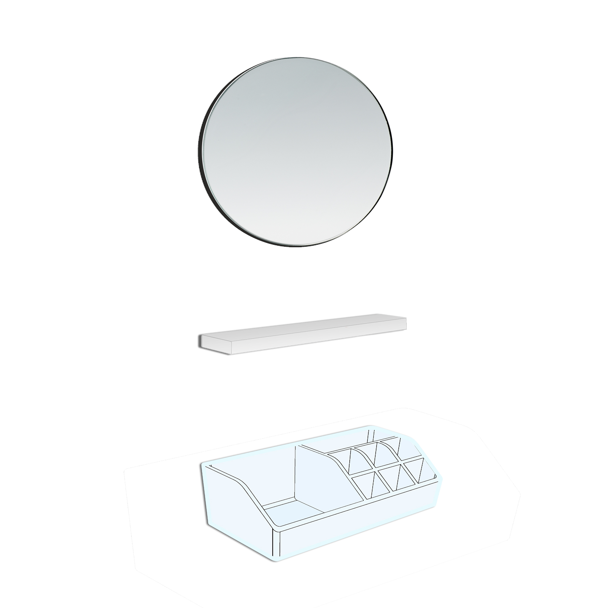 LAUFEN FRAME 25 Accessoire-Set, Kosmetikspiegel, Magnetleiste, Organizer, H4906009000001