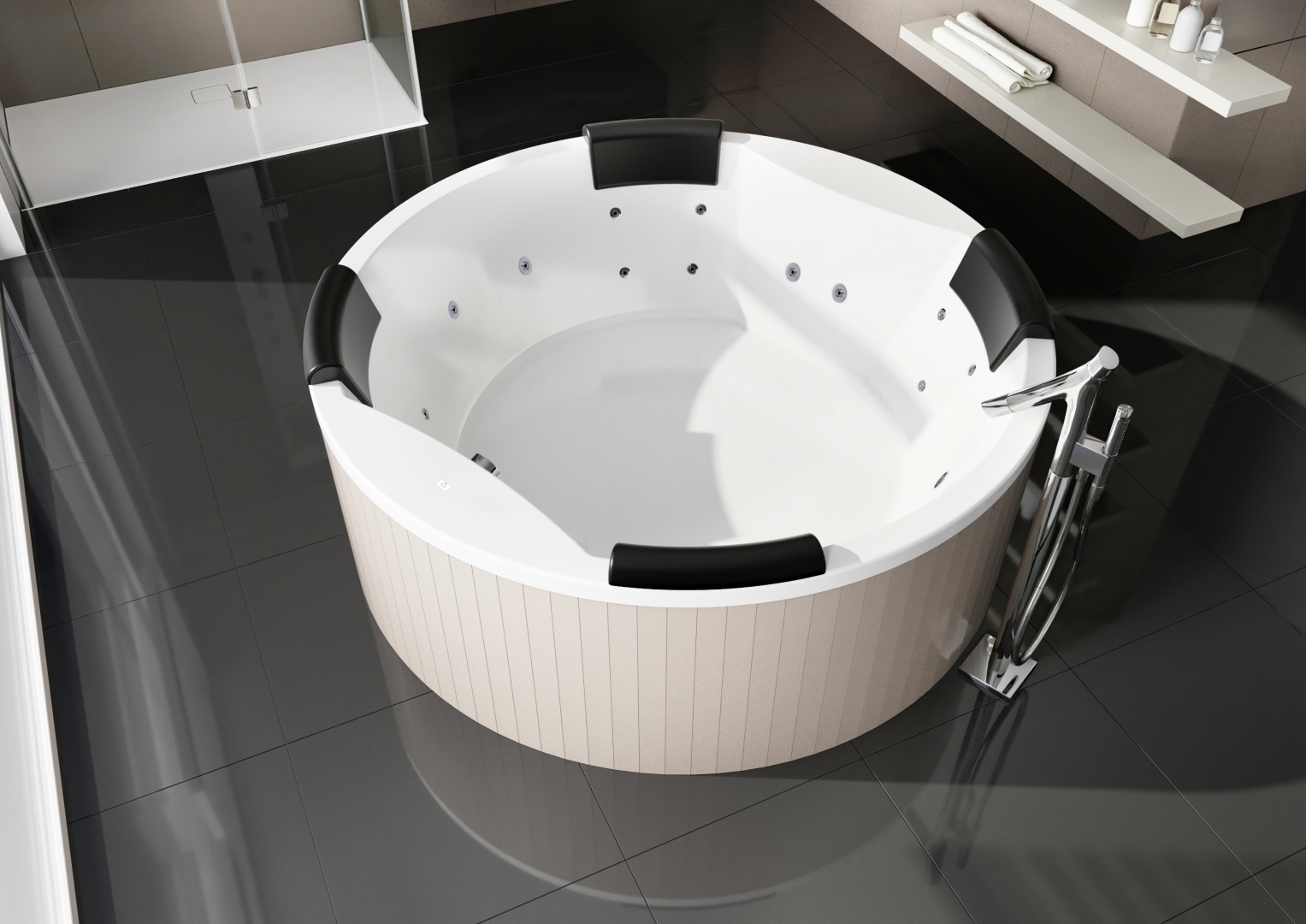 RIHO Colorado Badewanne, rund, mit Flow-System, 2-Sitzer, 180x53cm, 440 Liter, weiß, B038009005