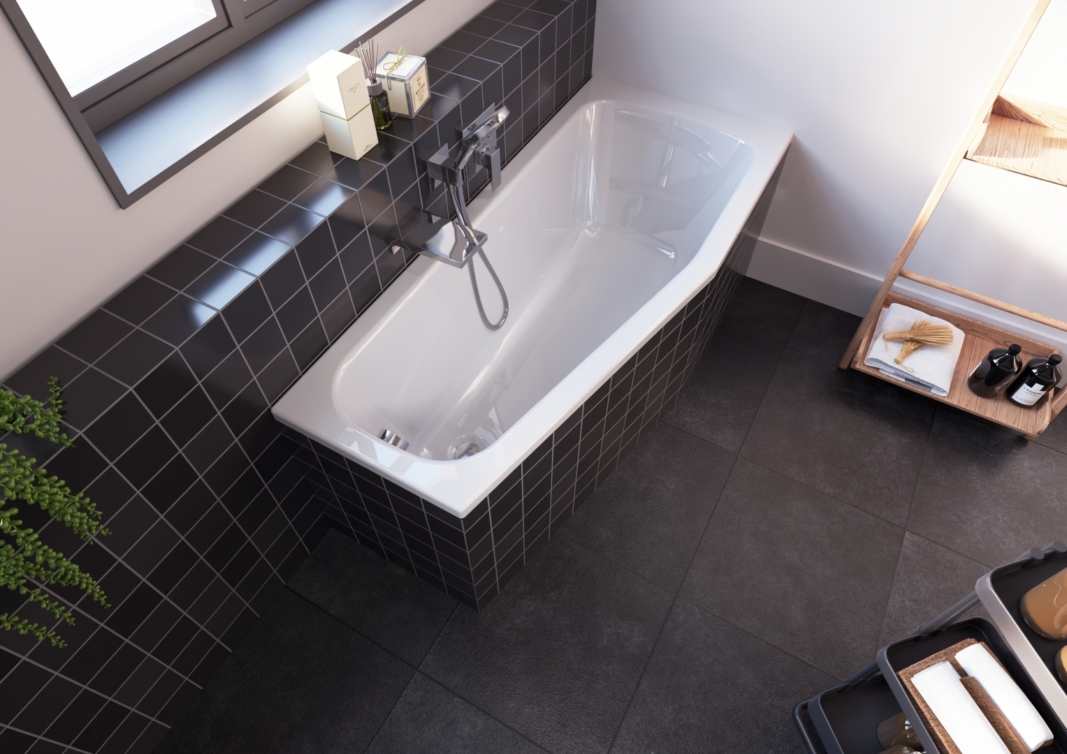 RIHO Dola Rechteck-Badewanne, Mittelablauf, 2-Rückenschrägen, Einbau, weiß glänzend, B155001005