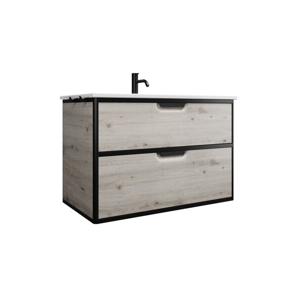 Burgbad Vry Keramik-Waschtisch mit Waschtischunterschrank, offenes Fach, 930x600x496mm, SGUX093F6021C0001G0253