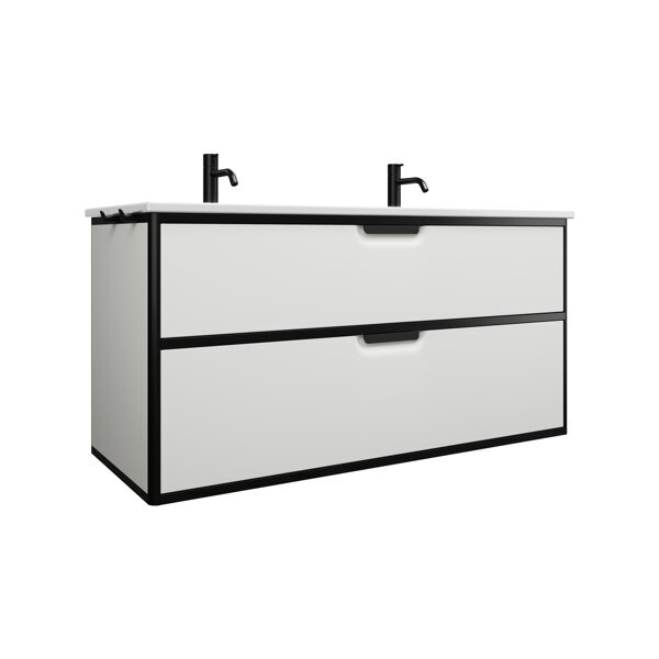Burgbad Vry Keramik-Waschtisch mit Waschtischunterschrank, 2 Armaturbohrungen, 1230x600x496mm, SGUY123F6019C0001G0253