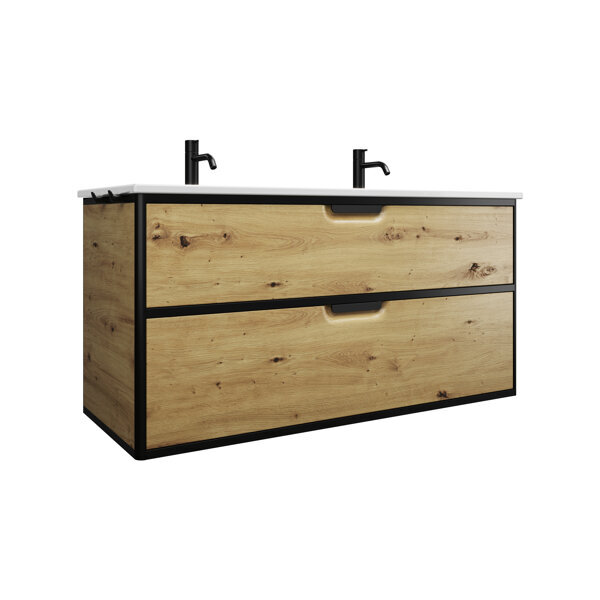 Burgbad Vry Keramik-Waschtisch mit Waschtischunterschrank, 2 Armaturbohrungen, 1230x600x496mm, SGUY123F6020C0001G0253