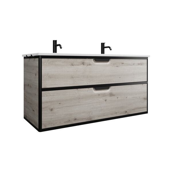 Burgbad Vry Keramik-Doppelwaschtisch mit Waschtischunterschrank, 1230x600x496mm, SGUZ123F6021C0001G0253