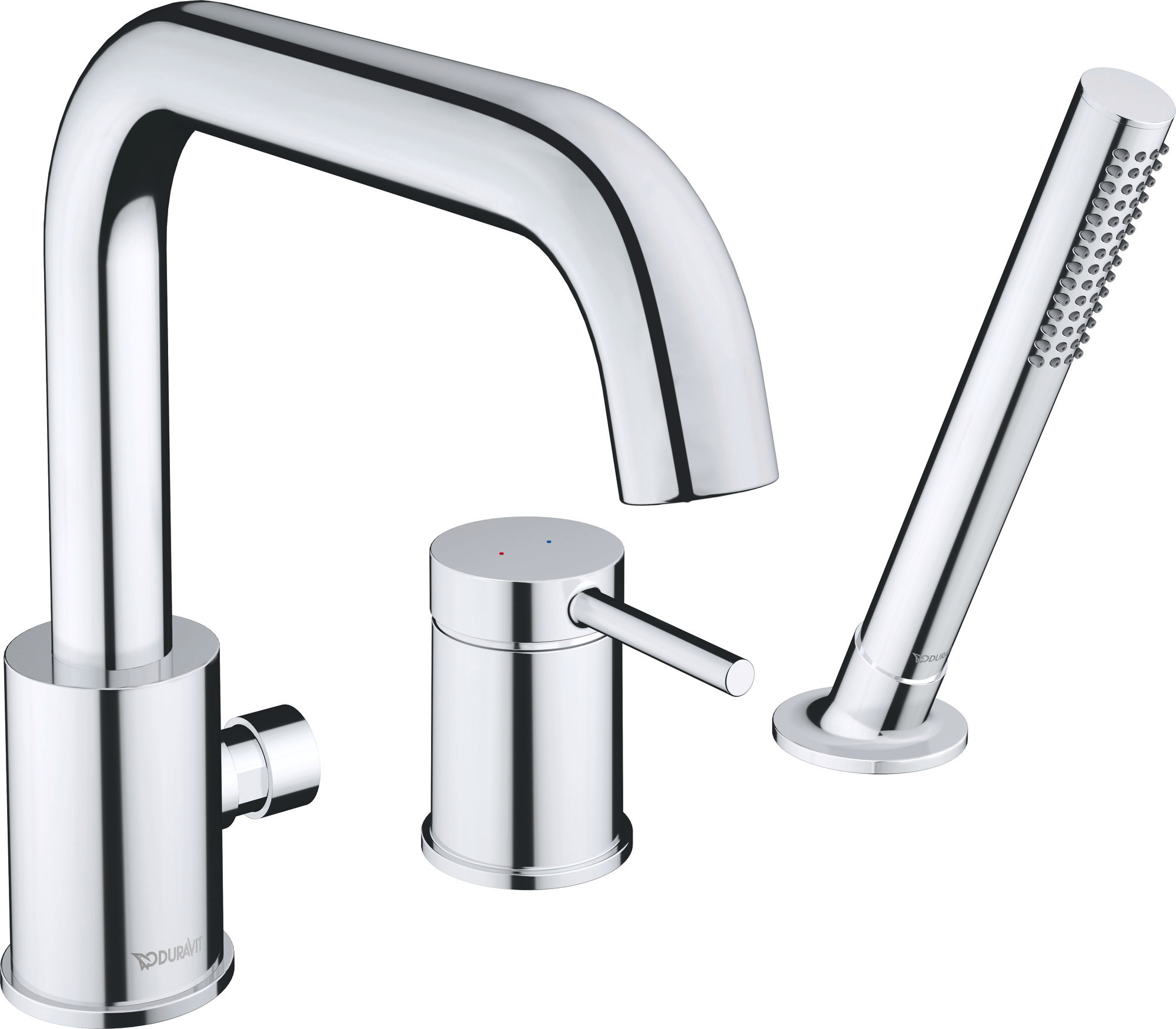 Duravit Silber Duscharmatur + Badewannenarmatur, Circle 3-Loch Wannenarmatur, Ausladung 215 Mm, Wannenrandmontage, Chrom, Ce5260000010 - Image 2