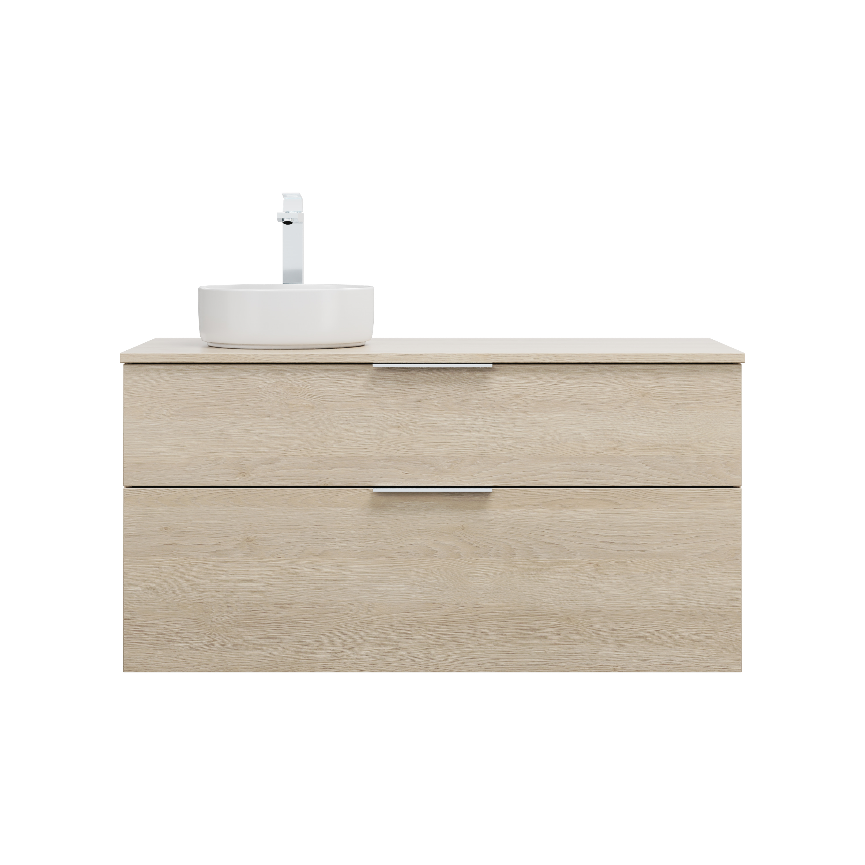 Burgbad Eqio Keramik-Aufsatzwaschtisch rund, links, inklusive Waschtischunterschrank mit 2 Schubladen, Breite 1200mm, SGUN120LF3180C0001G0146