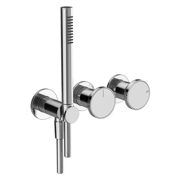 Gessi Origini Fertigset Wanne/Dusch-Einhebelmischer, mit Wandanschlussbogen, Halterung, Schlauch, Handbrause, 2-Wege, Wandmontage, 66036031