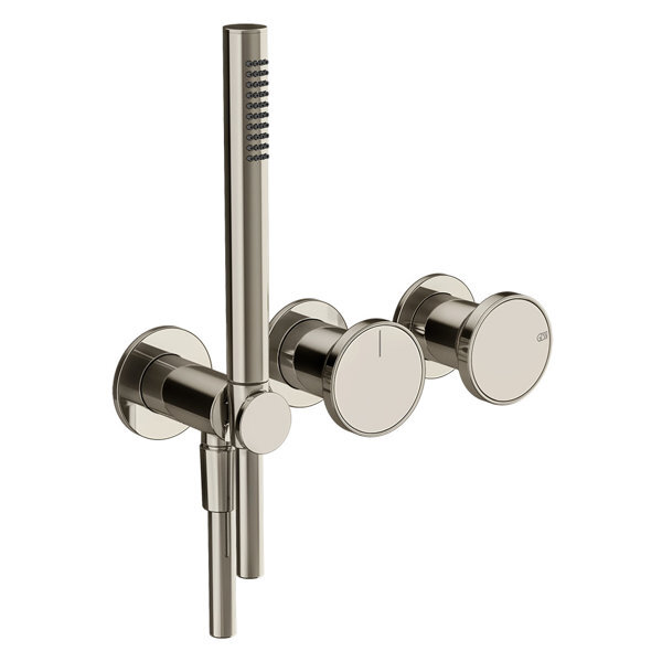 Gessi Origini Fertigset Wanne/Dusch-Einhebelmischer, mit Wandanschlussbogen, Halterung, Schlauch, Handbrause, 2-Wege, Wandmontage, 66036720
