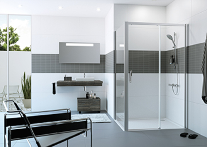 HÜPPE Classics 2 EasyEntry Viereck Seitenwand für Gleittür, auf Badewanne, Maßanfertigung, Breite:20-120cm, Höhe:50-200cm, C25482123322