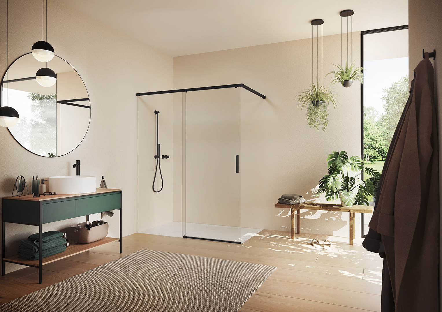 HÜPPE Vita pure rahmenlos Viereck Gleittür 1-teilig mit festem Segment, Breite: 90cm, Höhe:200cm, Befestigung links & rechts, VA0103069322