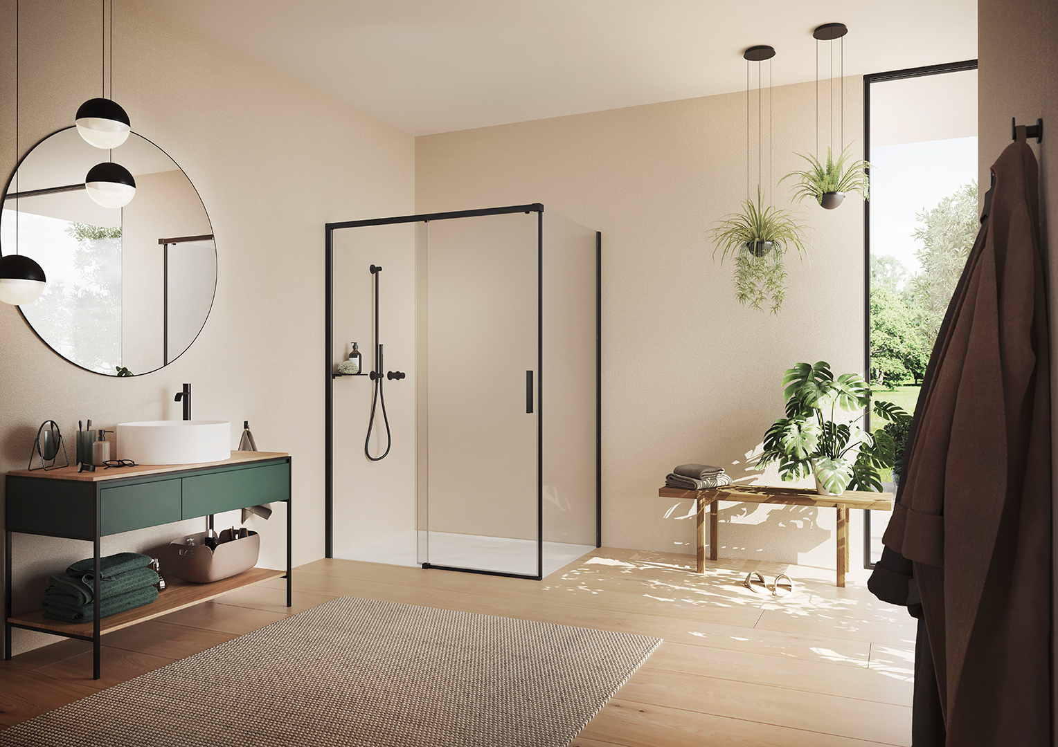 HÜPPE Vita pure teilgerahmt Viereck Seitenwand für Gleittür 1-teilig mit festem Segment, Maßanfertigung, B:70-120 H:200,1-220 cm, VA0281123321