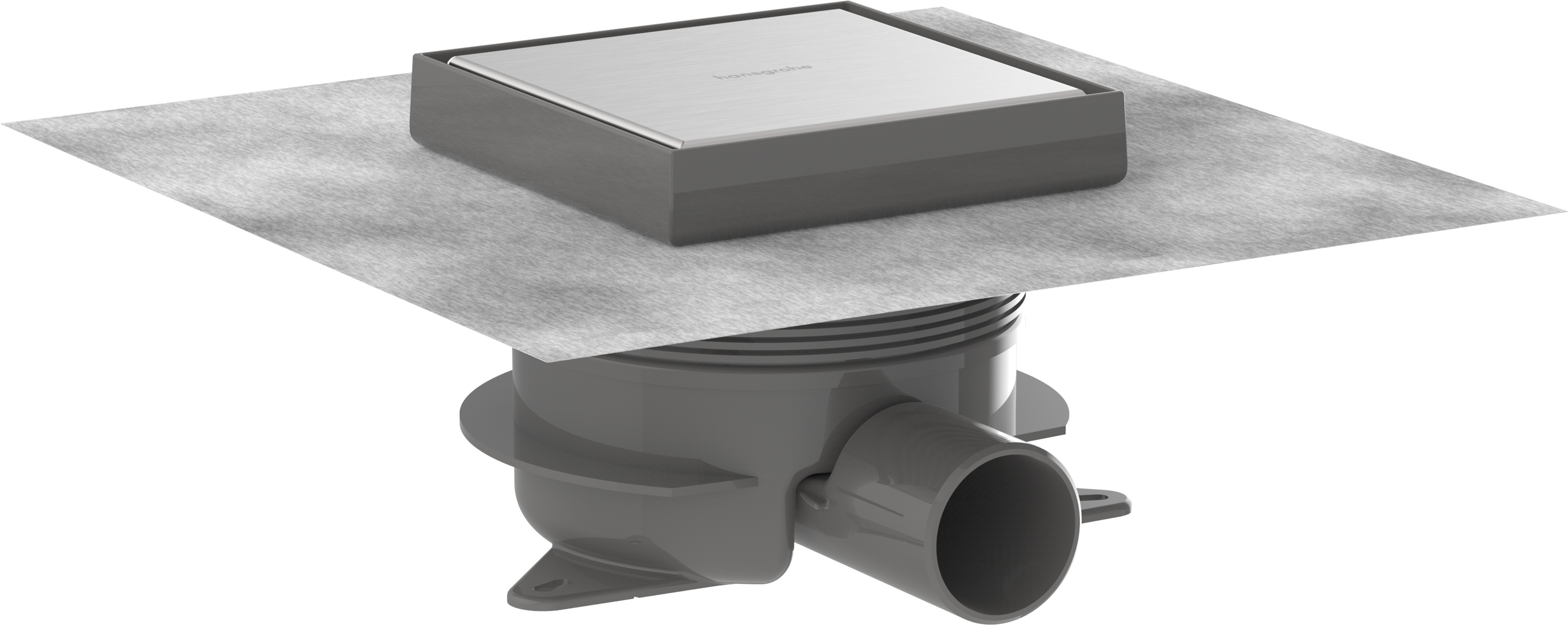 Hansgrohe RainDrain Spot Plus Komplettset 150/150 Punktablauf, höhenverstellbarer Rahmen, rückseitig befliesbar, Edelstahl gebürstet, 56226800