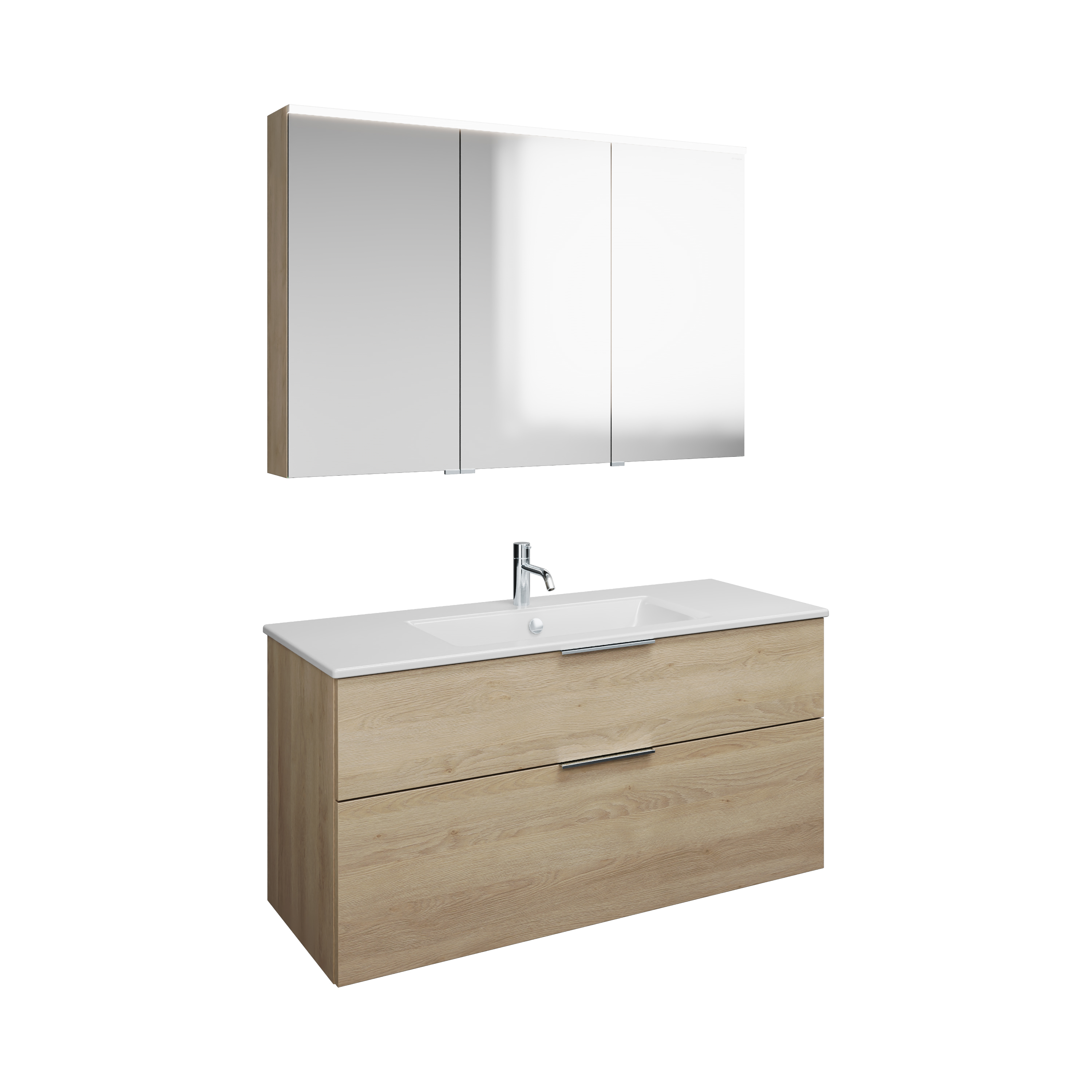 Burgbad Eqio Set, bestehend aus Spiegelschrank rechts, Keramik-Waschtisch Slim und Waschtischunterschrank, Breite 1220mm, SHCP122LF3180C0001G0146