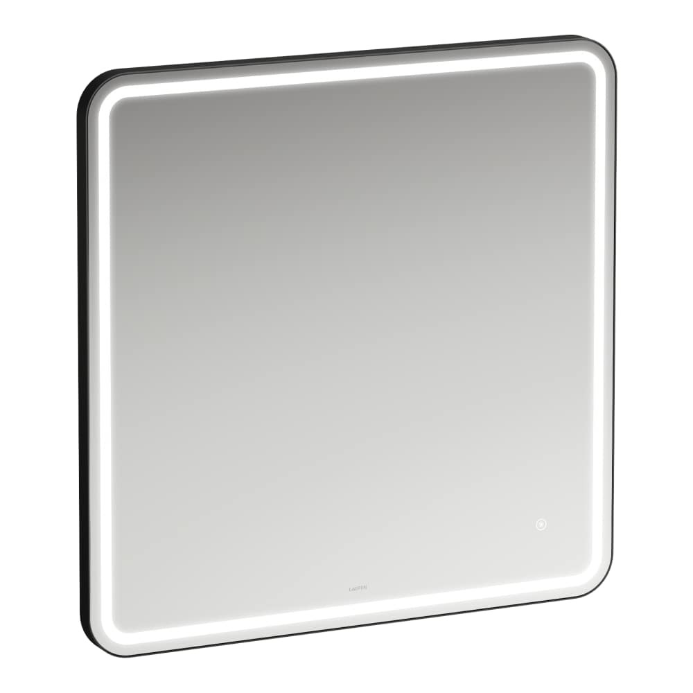 Laufen Schwarz Base 2.0 Spiegel, Led-Beleuchtung, Touch Sensorschalter, Eckig, Aluminiumrahmen Matt, H4443811084501