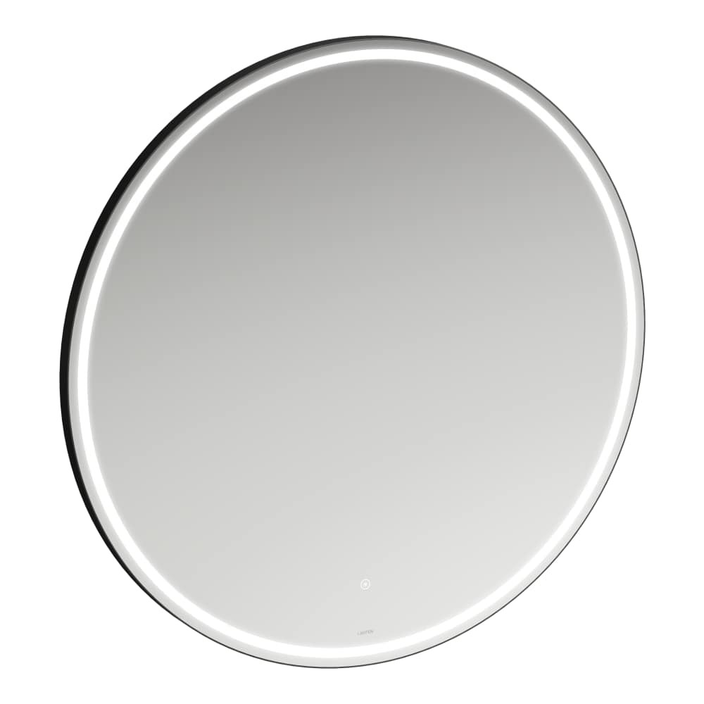 Laufen Schwarz Base 2.0 Spiegel, Led-Beleuchtung, Touch Sensorschalter, Rund, Aluminiumrahmen Matt, H4443921084501
